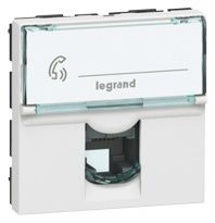 LEGRAND 078731 Модуль розетки RJ11, 4 контакта, 2М, белый, Mosaic