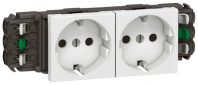 LEGRAND 077402 Модуль розетки 2х2К+З, 4М, немецкий стандарт (Schuko), безвинтовые зажимы, проходной (в короб), Mosaic LEGRAND 077402 Модуль розетки 2х2К+З, 4М, немецкий стандарт (Schuko), безвинтовые зажимы, проходной (в короб), Mosaic