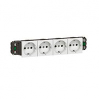 LEGRAND 077404 Модуль розетки 4х2К+З, 8М, немецкий стандарт (Schuko), безвинтовые зажимы, проходной (в короб), Mosaic