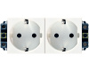 LEGRAND 077602 Модуль розетки 2х2К+3, 4М, немецкий стандарт (Schuko), проходной (в короб), с защитными шторками, Mosaic