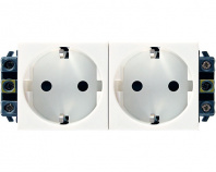 LEGRAND 077602 Модуль розетки 2х2К+3, 4М, немецкий стандарт (Schuko), проходной (в короб), с защитными шторками, Mosaic